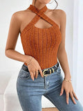 2025 New Self-Repair Cross-Hanging Sleeveless Shoulder Lady Sexy Vest Top