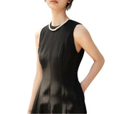 Early Spring New Long Dress Light Dress Series Vertical Dress Type Round-Neck Sleeveless Slim Elegant Dress