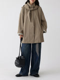 'Createtstone Latte' Removable Hooded Short Windshietold Autumn And Winter Loose Short Coat Southeast Asia