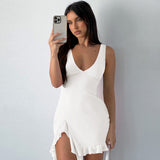 2025 Explosion Summer Pure Style Tuxedo Women's Dress Sling Dress V Tie Hottie Dress Summer