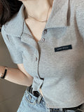 Small Fragrant POLO Shirt Women's Summer Short-Sleeved T-Shirt Ins Tide Design Feel Chic Irregular Short Top