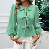 Dili 2025 Autumn And Winter Coat Women Casual Bubble Sleeves Round Neck Loose Long-Sleeved Shirt Woman