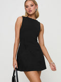 2025 New Temperament Sleeveless Artificial Wrap-Up Dressing Tight Fashion Sexy Solid Color Dress