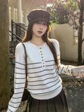 Striped Half-Neck Knitted Thick Coat 2026 Autumn And Winter Loose Design Long-Sleeved Top