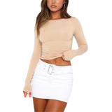 2025 Women's Long-Sleeved T-Shirt Spring And Autumn Solid-Colored T-Shirt T-Shirt Women's Street Dress Shirt Short