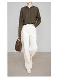 New Primary Cotton-Dipped White Lysier Tian Silk Jeans Old Money Style Pants Casual Straight Trousers Woman