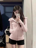 Lulu Body-Repair Jacket Women Open Spring Wearing Shoulder-To-Shoulder Hooded Sports Short Waists