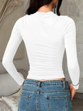 Dili Casual Commuting Wind Solid Color Under-Sleeved Shirt T-Shirt Women's Clothing 2025 Autumn And Winter