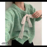 Design Lace With Sweater Cardigan Women 2025 New Autumn And Winter Lazy Wind Thick Soft Knitted Jacket