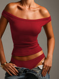 Exploding Thread Repair Y2K Sexy Hot Girl With A Short Shoulder Pure T-Shirt Top Girl