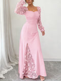 Dili Elegant Temperament Hollow Long Sleeve Long Skirt Dress Women's Dress 2025 Autumn And Winter