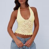 2025 Summer New Hottie Sling Sling Lace Sex Sexy Small Vest Hanging Neck Top