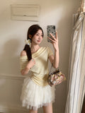 Korean Hottie Collar Collar Collar Collar Collar Collar Collared Short-Sleeved T-Shirt Girl Summer New Body Design Pure Lustful Blouse
