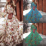 Printed Dress 2025 French Commuting Style Retro Swing Type Round Collar Crumped Floral Dress