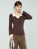 Design Sense Splicing Fake Two Long-Sleeved Knitted Bottoming Shirt Women 2026 Autumn And Winter New Collars Thin Inside Top