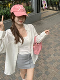 Korean Pure-Style White Collar Long-Sleeved Shirt Women's Spring And Summer New Loose Fashion Casual Sun Protection Top