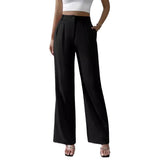 New Elegant Solid Color High-End Hanging Broad Leg Trousers Straight Suit Trousers Trousers Women's Pants