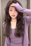 Korean Chic Chic Wears Knitted Slings Two Sets Of Women's Early Autumn Purple Slim Slim Thin Blouse