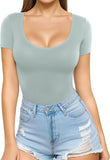 2025 Sexy Women's Low Round Collar Short-Sleeved T-Shirt T-Shirt