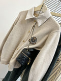 Fake Two Sweater Cardigan Coat Women Autumn And Winter Small College Style Shirt Collar Gray Knitted Shirt