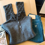 Direct Shop Recommended ~ Maillard Sweet Style Design High-Necked Long-Sleeved Knitted Sweater Autumn And Winter Half-High Collar Top