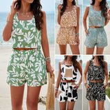 Dili Women's Clothing 2025 Spring And Summer Temperament Casual Print Vest Shorts Set