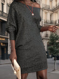 New Women's Fashion Slanted Shoulder Long Sleeve Skirt Dress Dress Dress Dress Dress Dress Dress