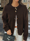 Dili Casual Simple Button Long-Sleeved Coat Sweater Women's 2025 Autumn And Winter