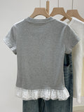 Ballet Style Lace Lace Collar Short-Sleeved T-Shirt Women 2026 Spring And Summer Pure Desire To Wear A Bottom Shirt Top