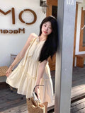 French Sweet Sleeveless Hanging Neck Dress Fairy Summer 2026 New Small Apricot Dress Early Spring Dress