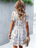Dili Leisure Vacation Short-Sleeved Broken Flower Dress Dress Women's Dress 2025 Autumn And Winter Waist