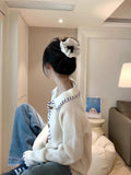 Crash Design Puddle Collar Long-Sleeved Sweater Coat Autumn New Lazy Wind Loose Knitwear Topess