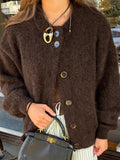 Dili Casual Simple Button Long-Sleeved Coat Sweater Women's 2025 Autumn And Winter