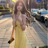 Romantic French V-Necked Neck Dress Woman 2025 Summer New Design Sense Of Small Gentle Holiday Style Dress