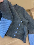 Unique And Beautiful Korean Knitted Shirt Jacket Women's Autumn And Winter Coat On The Top Of The High-End Gray Sweater