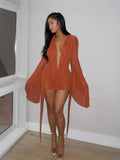 New Mesh Fashion Temperament Banquet Solid Color Dark V Body-In-Body Sexy Ass Skirt Dress Woman