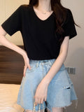 Pure U-Necked White Short-Sleeved T-Shirt Women's Summer 2025 New Design Feel Korean Version Of Loose Solid Color Top