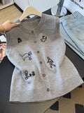Small Scented Embroidered Sleeveless Vest Knitted Cardigan Women's Spring And Autumn Fat Vest Cover The Stomach Horse Clip Top