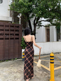 French Retro Lattice Dress Women's Summer New Slimmed Long Mesh A-Word Bag Hip Skirt