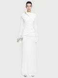 Autumn 2025 New Fashion Temperament Long-Sleeved Elegant Folded Waist High-Sense Dress
