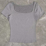 Spice Girls Knitted T-Shirts U-Necked Long-Sleeved Slimmed Women's Tops Thin Fashion Street Trendy