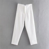 New Slim Slim Solid-Colored Folding Micro-Ply Straight Trousers Trousers Trousers Trousers