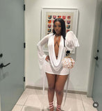 New Mesh Fashion Temperament Banquet Solid Color Dark V Body-In-Body Sexy Ass Skirt Dress Woman