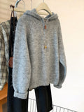 Half Zipper Hooded Sweater Women's Autumn And Winter 2025 New Lazy Wind Soft Tucked Bottom Top Thick Knitted Shirt