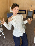 Bodum Bow Tied Lace Under The Long-Sleeved T-Shirt 2026 Early Autumn Wearing Inside The Bottom Shirt Women's Clothing