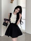 Rich Family Gold Small Fragrant Dress Women Spring And Summer French Waist Princess Ponpong Dress French Vest Sleeveless Skirt