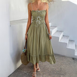 Dili 2025 Spring And Summer A Skirt Leisure Holiday Lace Splicing High-Waisted Sling Dress Woman