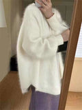 European Goods Lazy Wind Orange Raccoon Velvet Sweater Women's Winter Loose Long-Term Jacket On The Head Temperament Reduction Knitwear Shirt