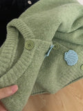 Milk Green Gentle Wind High-End Knitted Cardigan Women With 2025 Early Autumn New Small Sweater
