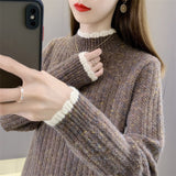 Sweater Women's Knitting Tops In The 2025 New Winter With Women's Autumn And Winter Thick And Wearing Half-High Collar Bottoming Shirts